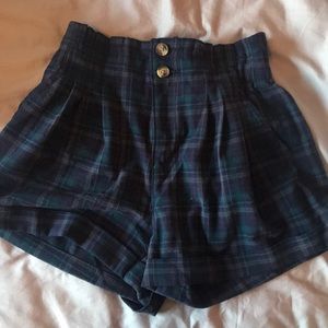 High Waisted Flannel Shorts